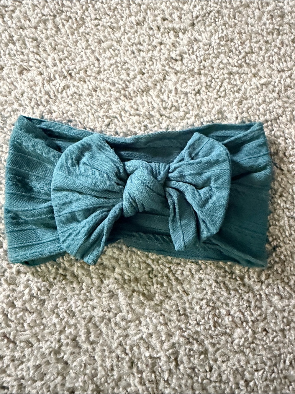 Kids Teal Bow Headband - Soft Stretch Fabric